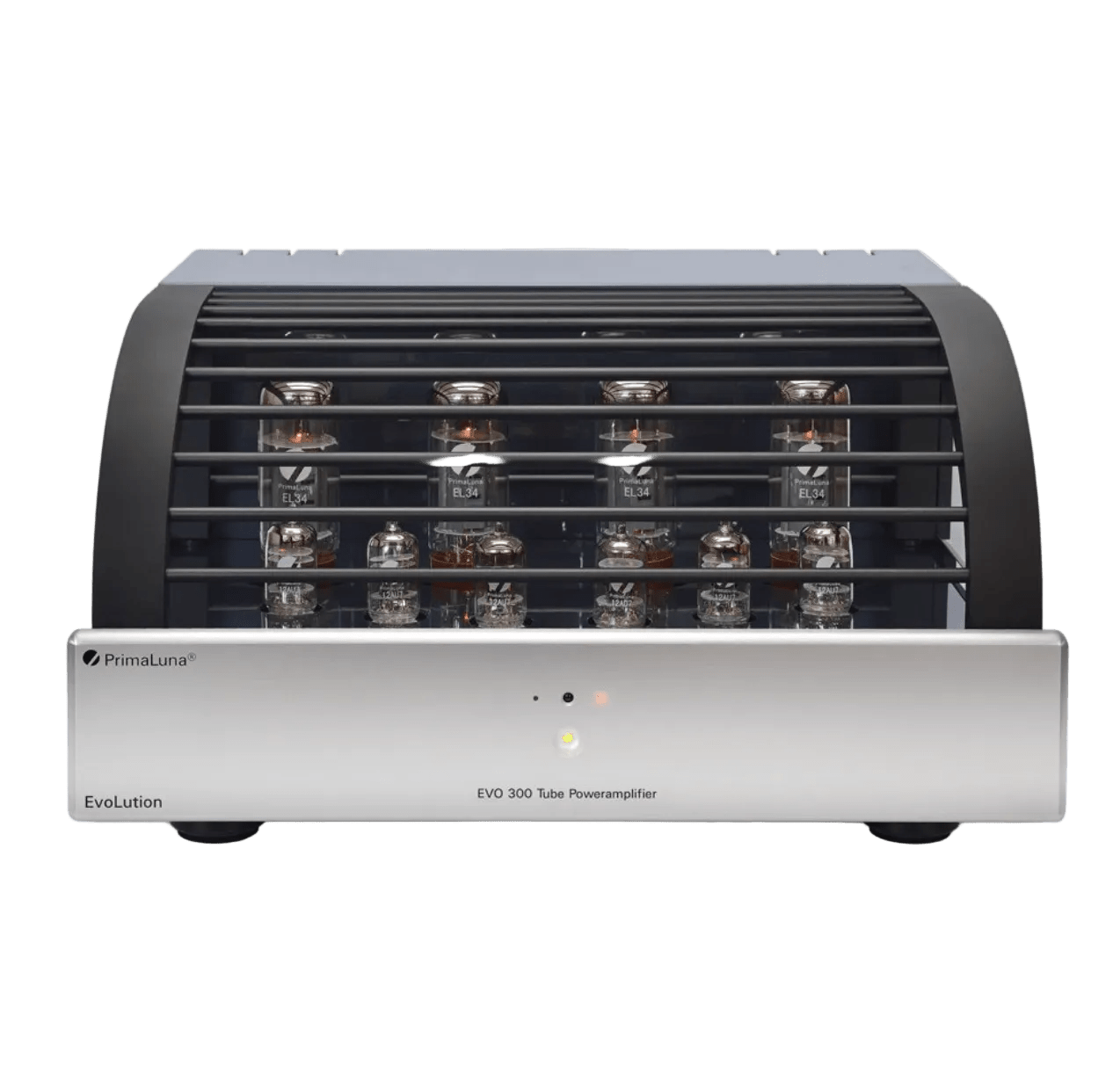 PrimaLuna EVO 300 Tube Power Amplifier in Silver with cover