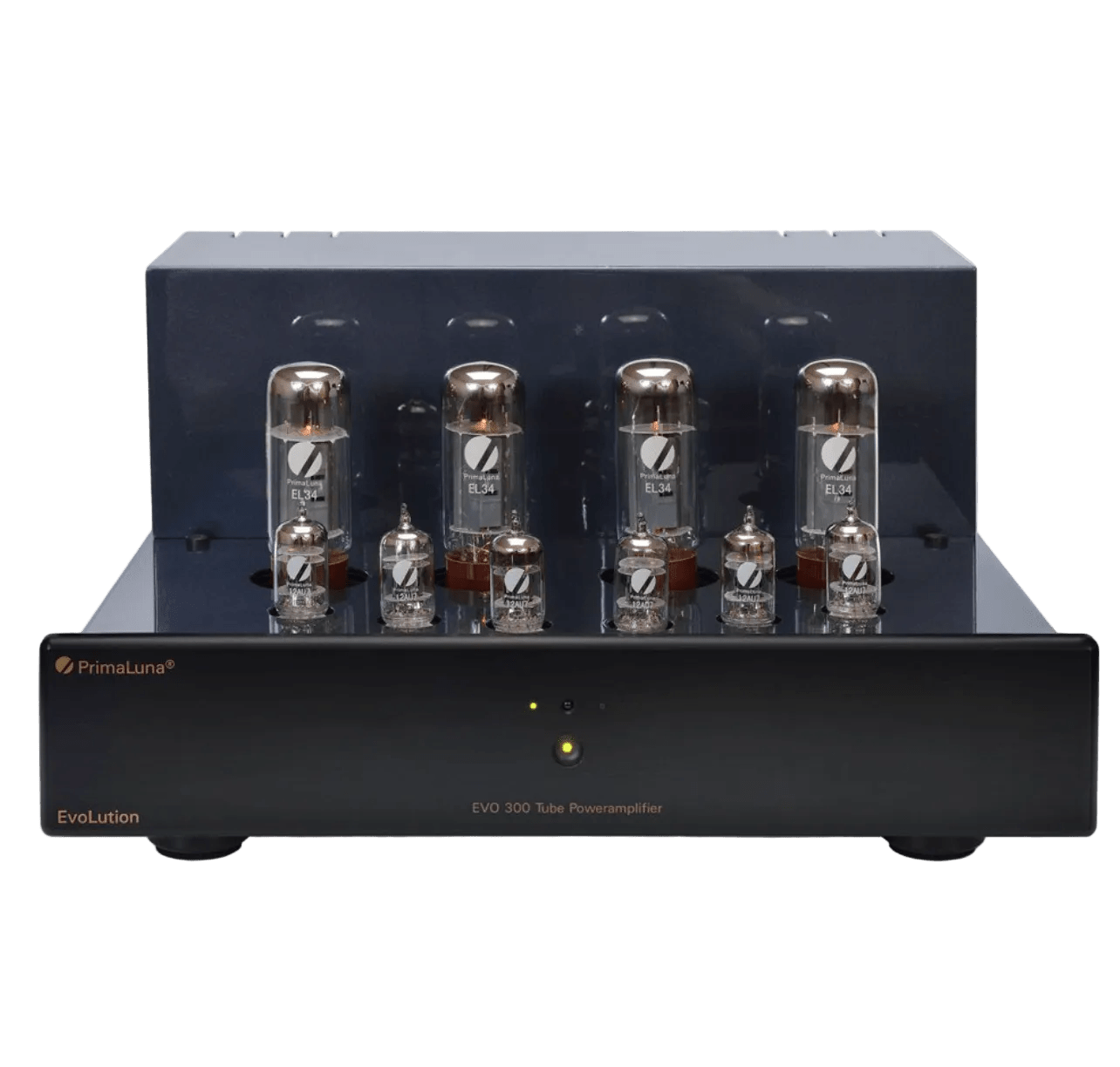PrimaLuna EVO 300 Tube Power Amplifier in black without cover