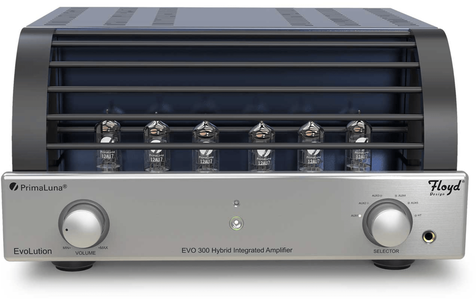 PrimaLuna EVO300 Hybrid Integrated Amplifier in Silver, with cover
