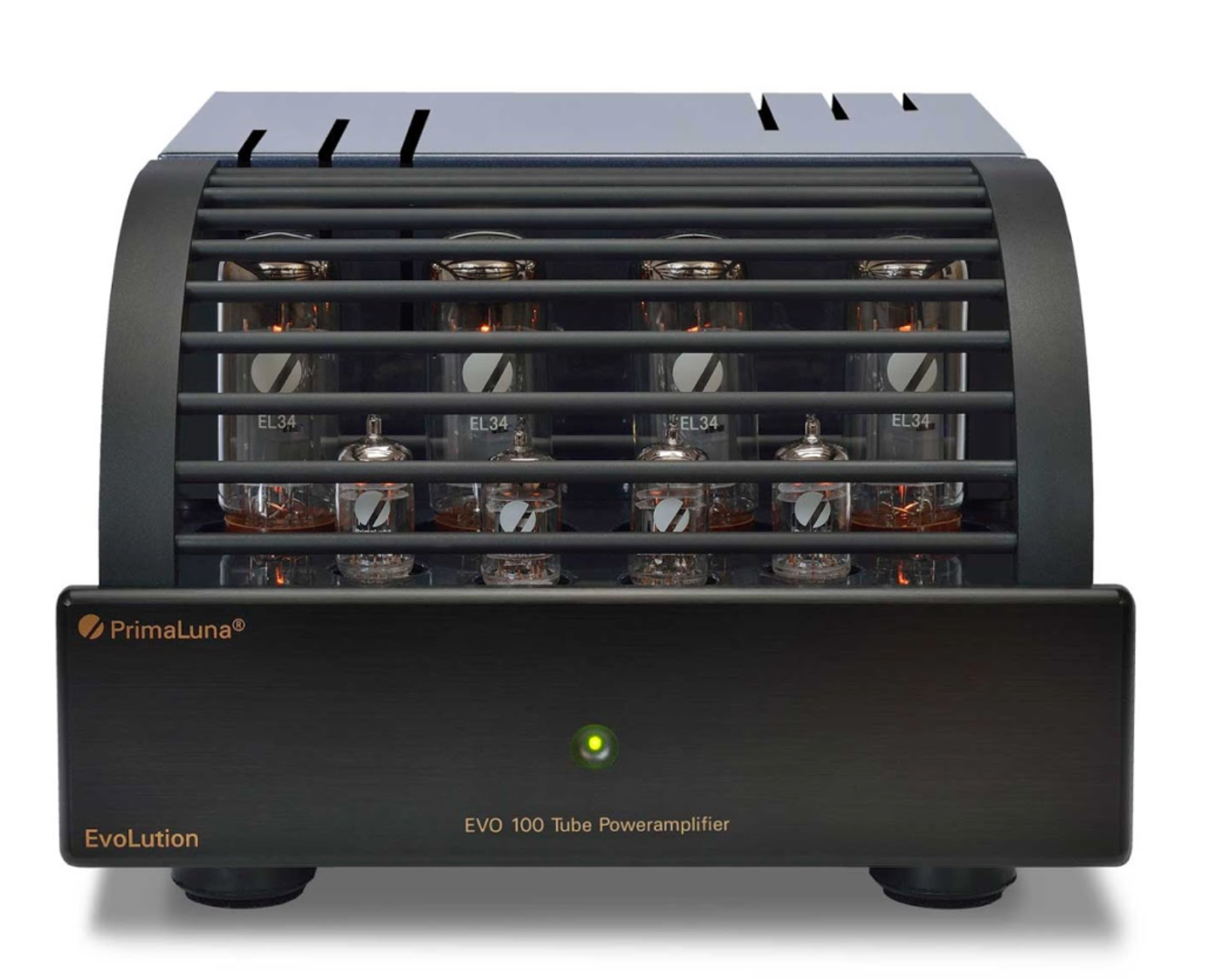 PrimaLuna EVO 100 Tube Power Amplifier in black, with cover