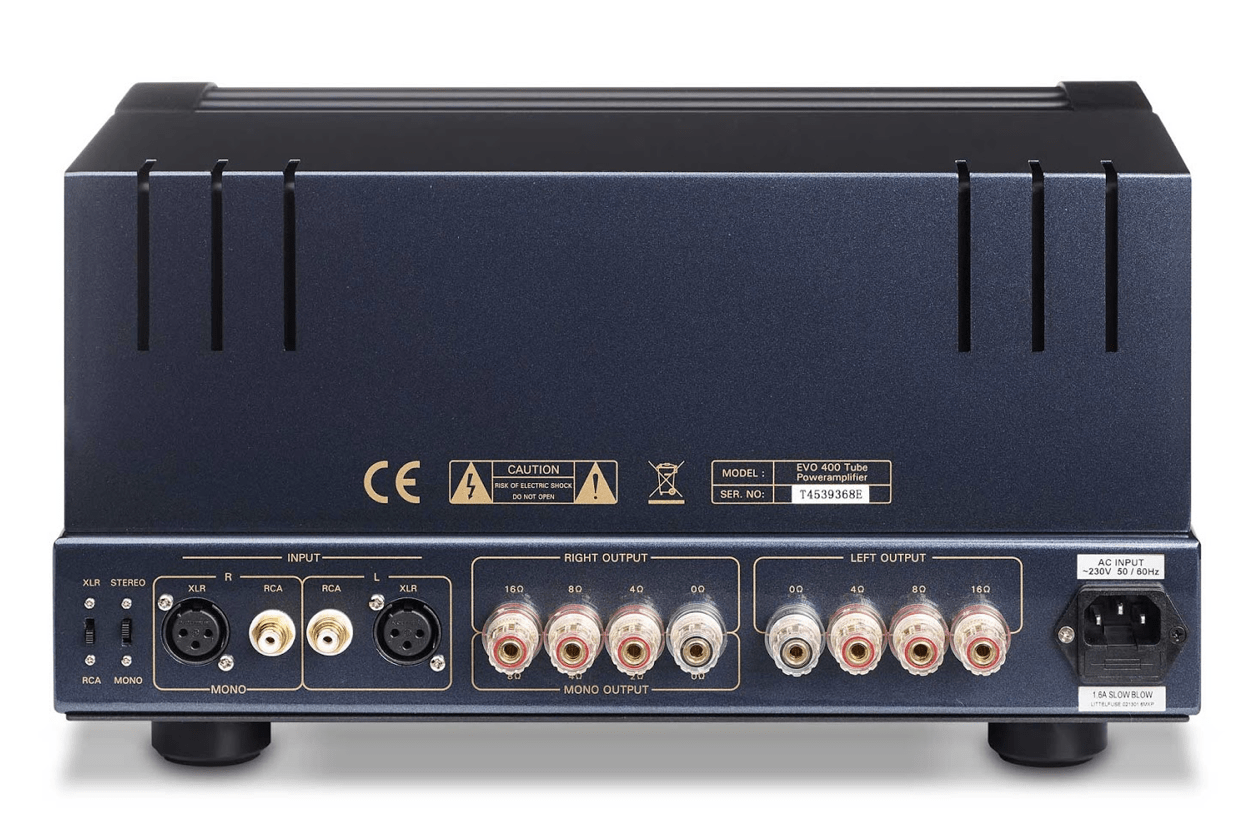 PrimaLuna EVO 400 Tube Power Amplifier, back of unit