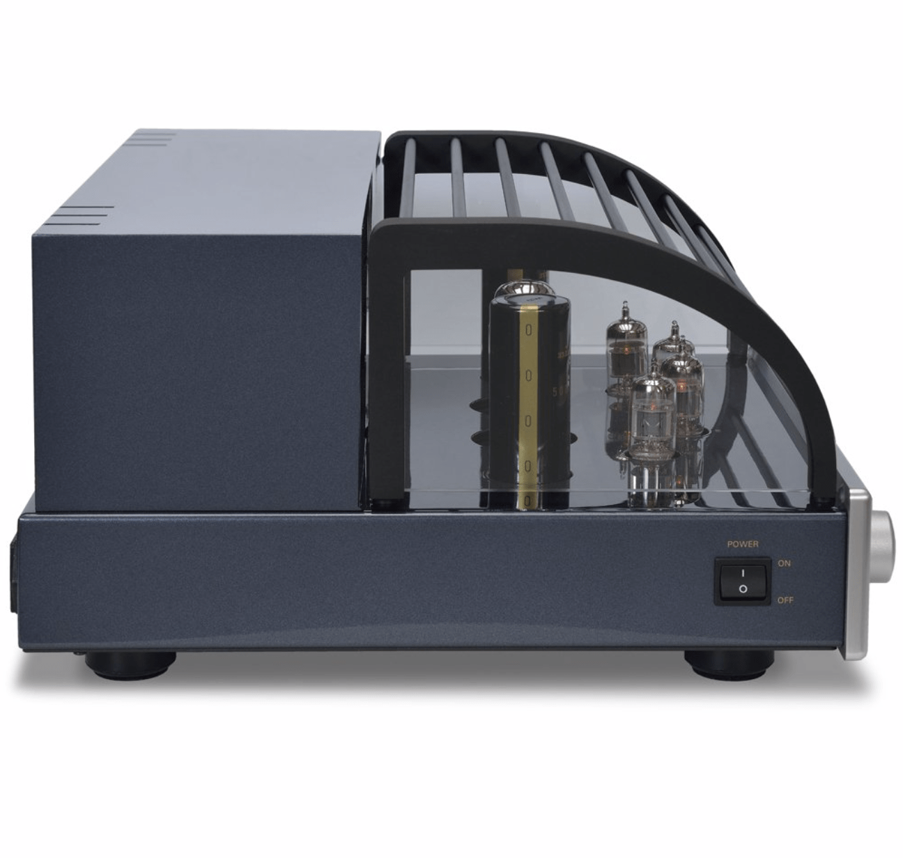 PrimaLuna EVO 200 Tube Pre Amplifier in Black, with cover, profile