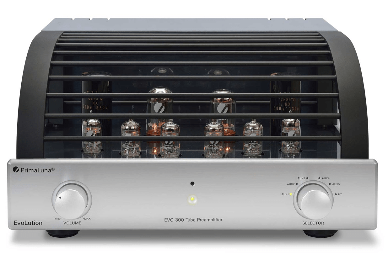 PrimaLuna EVO 300 Tube Pre Amplifier in Silver, with cover