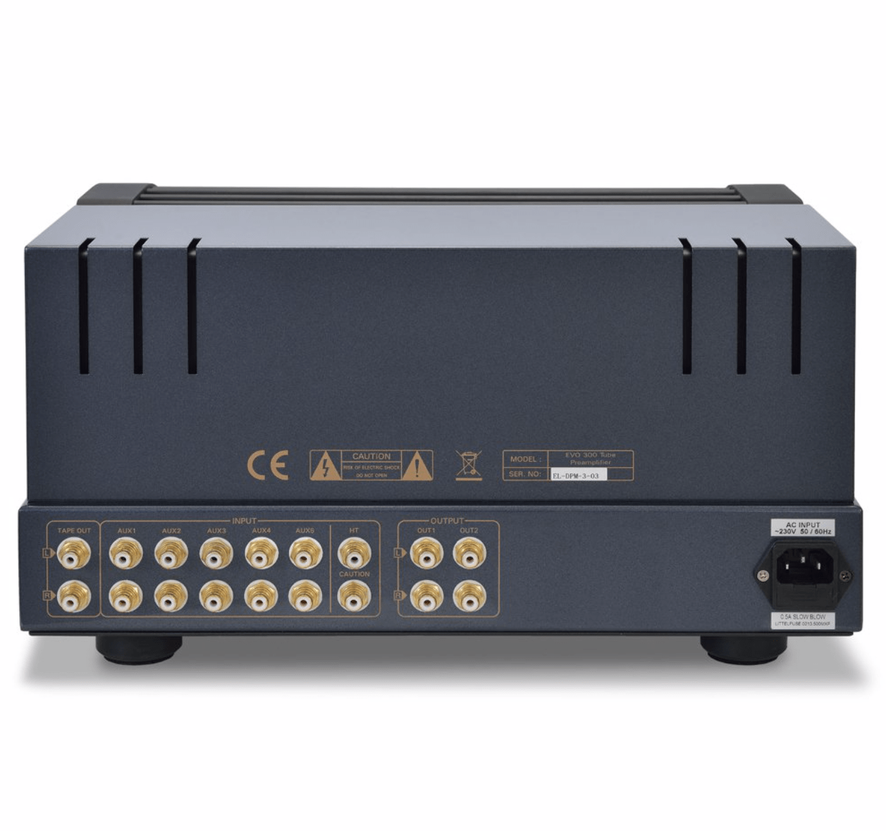 PrimaLuna EVO 300 Tube Pre Amplifier rear of unit