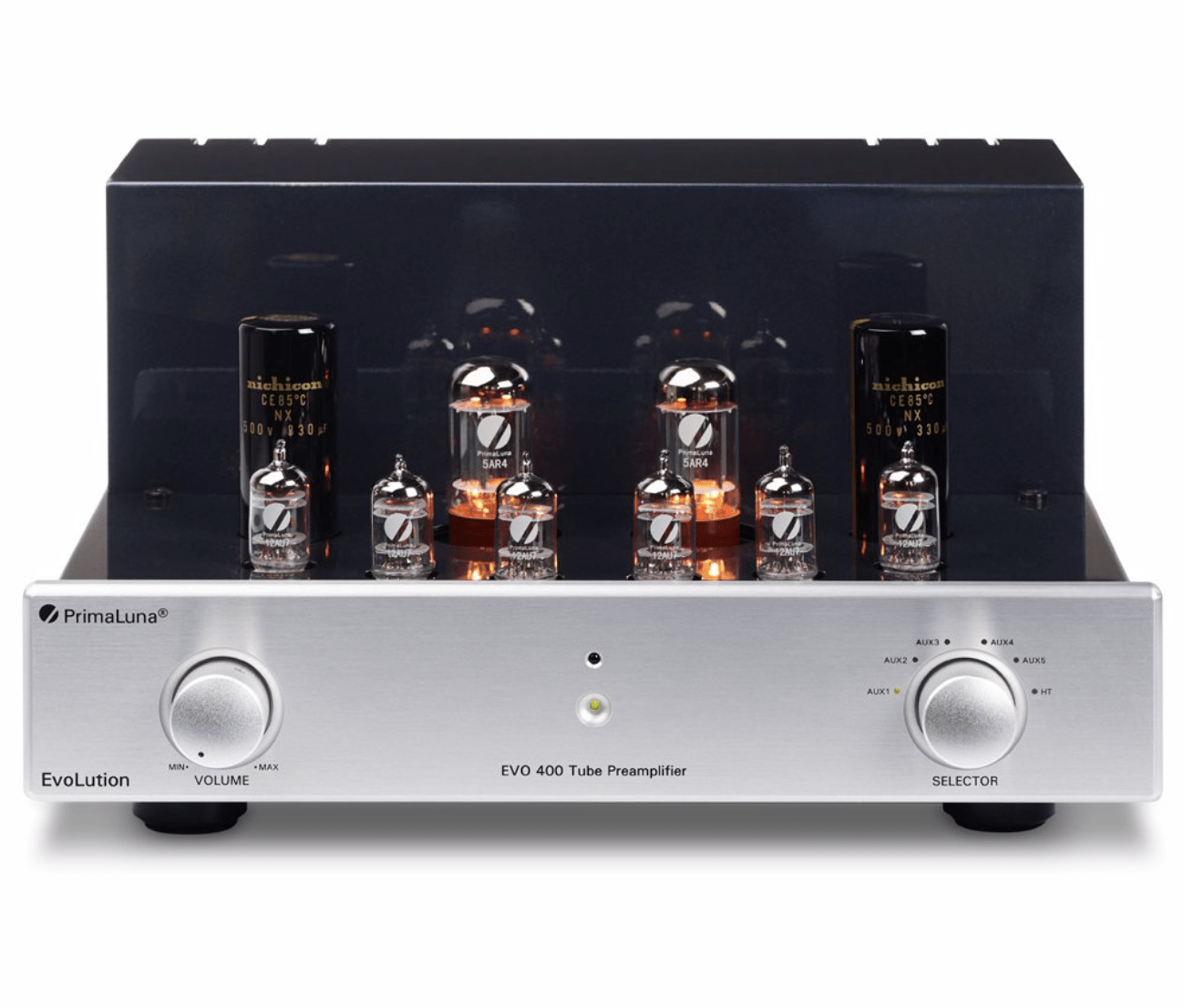 PrimaLuna EVO 400 Tube Pre Amplifier in Silver without cover