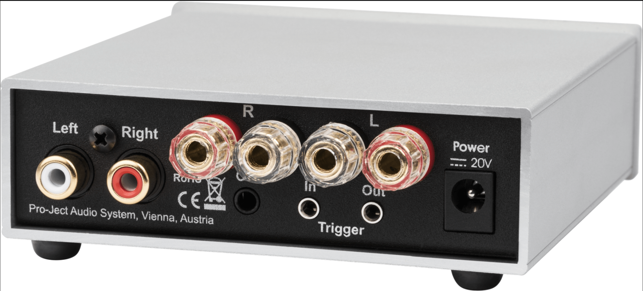 ProJect Amp Box S3 Power Amplifier, in silver back of unit