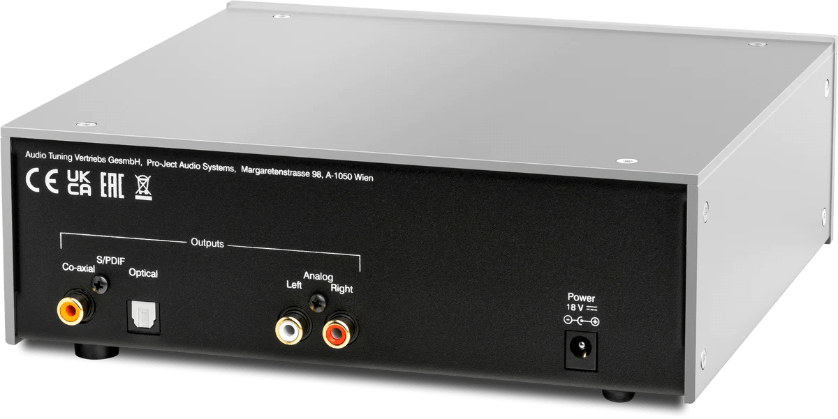 ProJect Audio CD Box DS3 CD Player in Silver, back of unit