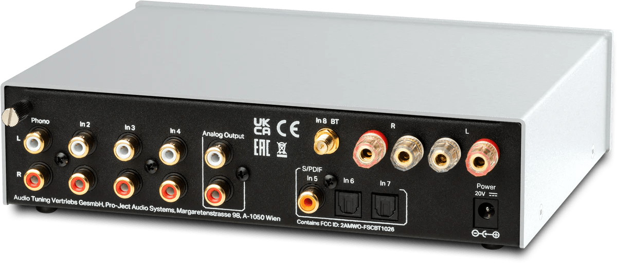 ProJect Audio MaiA S3 Integrated Amplifier in silver, back of unit