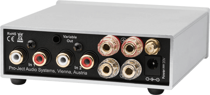 ProJect Audio Systems Stereo Box S3 BT Integrated Amplifier with Bluetooth in Silver, back of unit