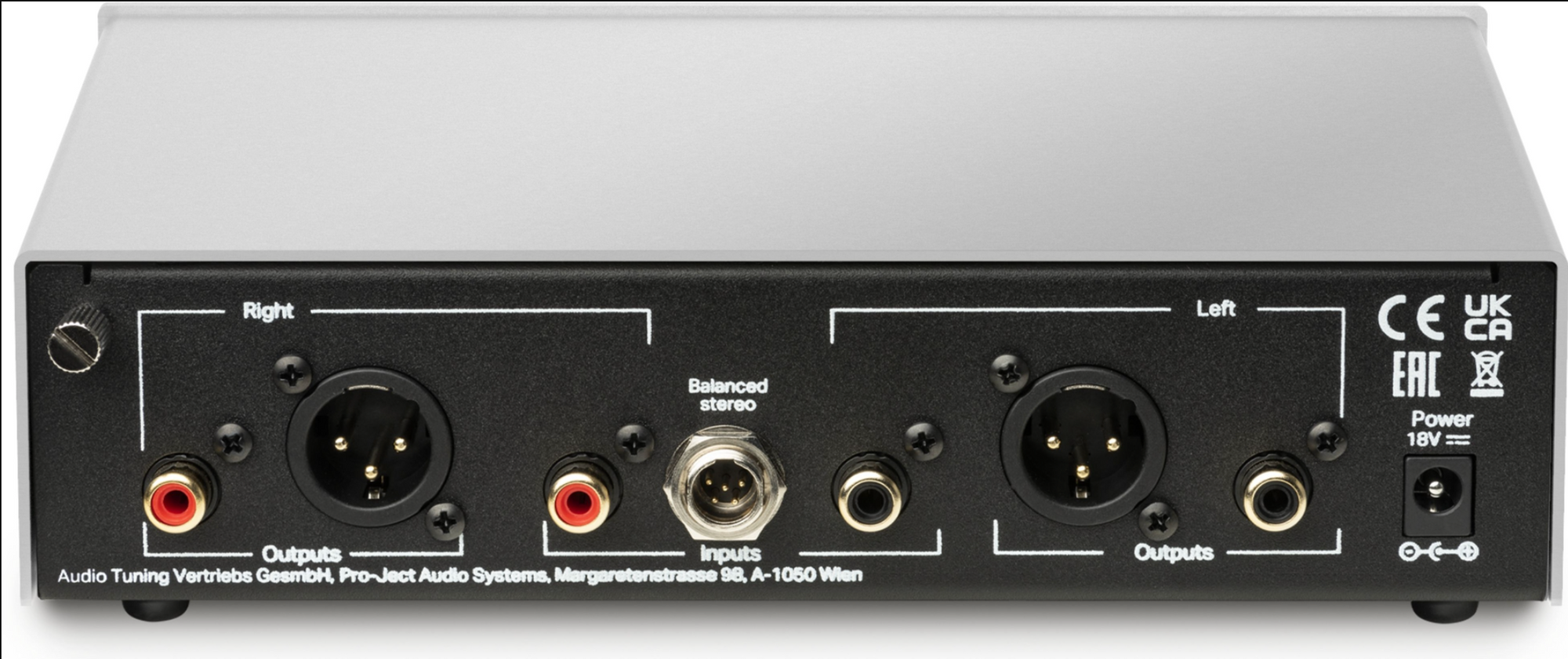 ProJect Audio Systems Phono PreAmplifier ProJect Phono Box S3 B in silver, rear image