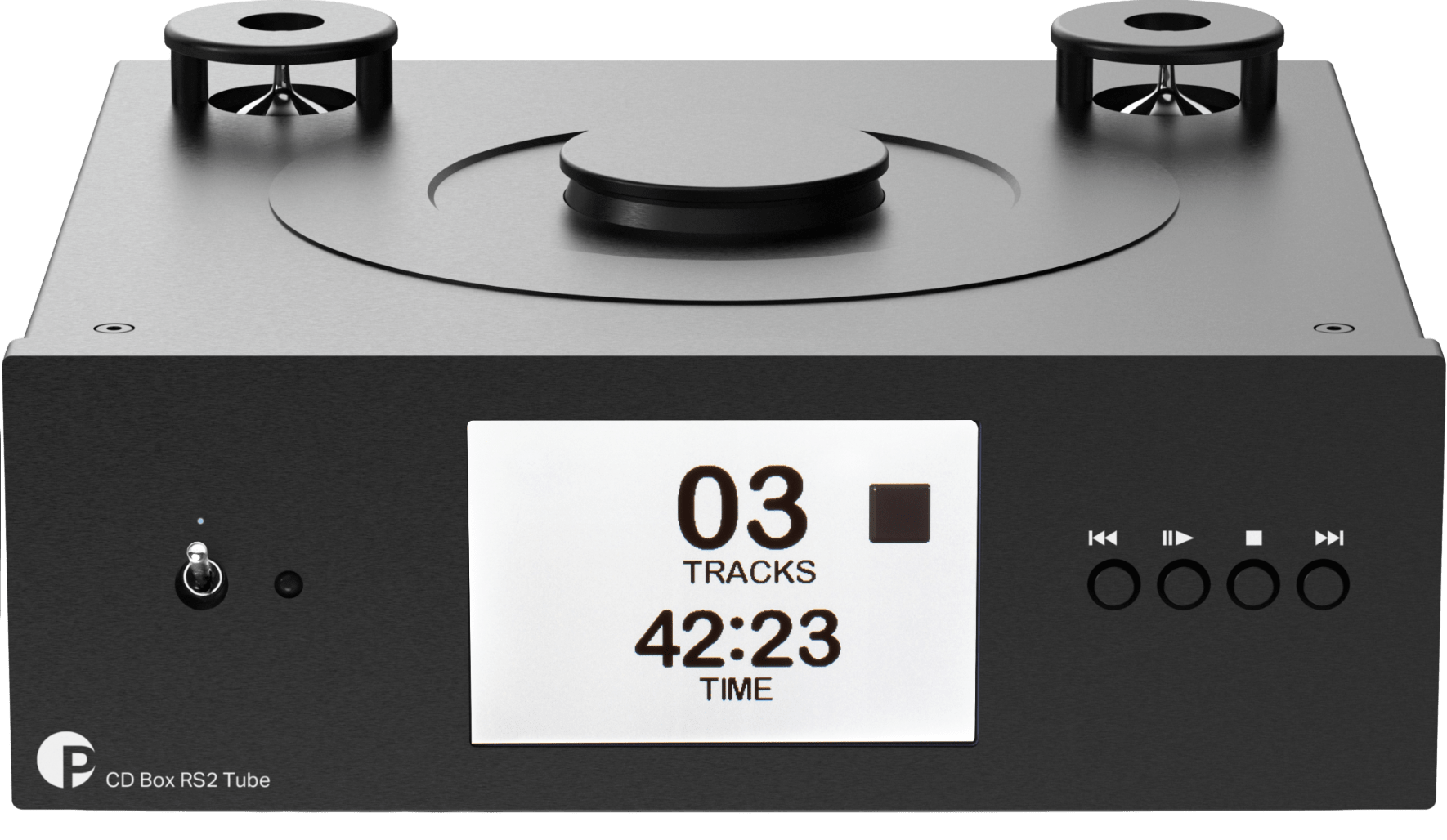 ProJect CD Box RS2 Tube CD Player in Black, front and with display