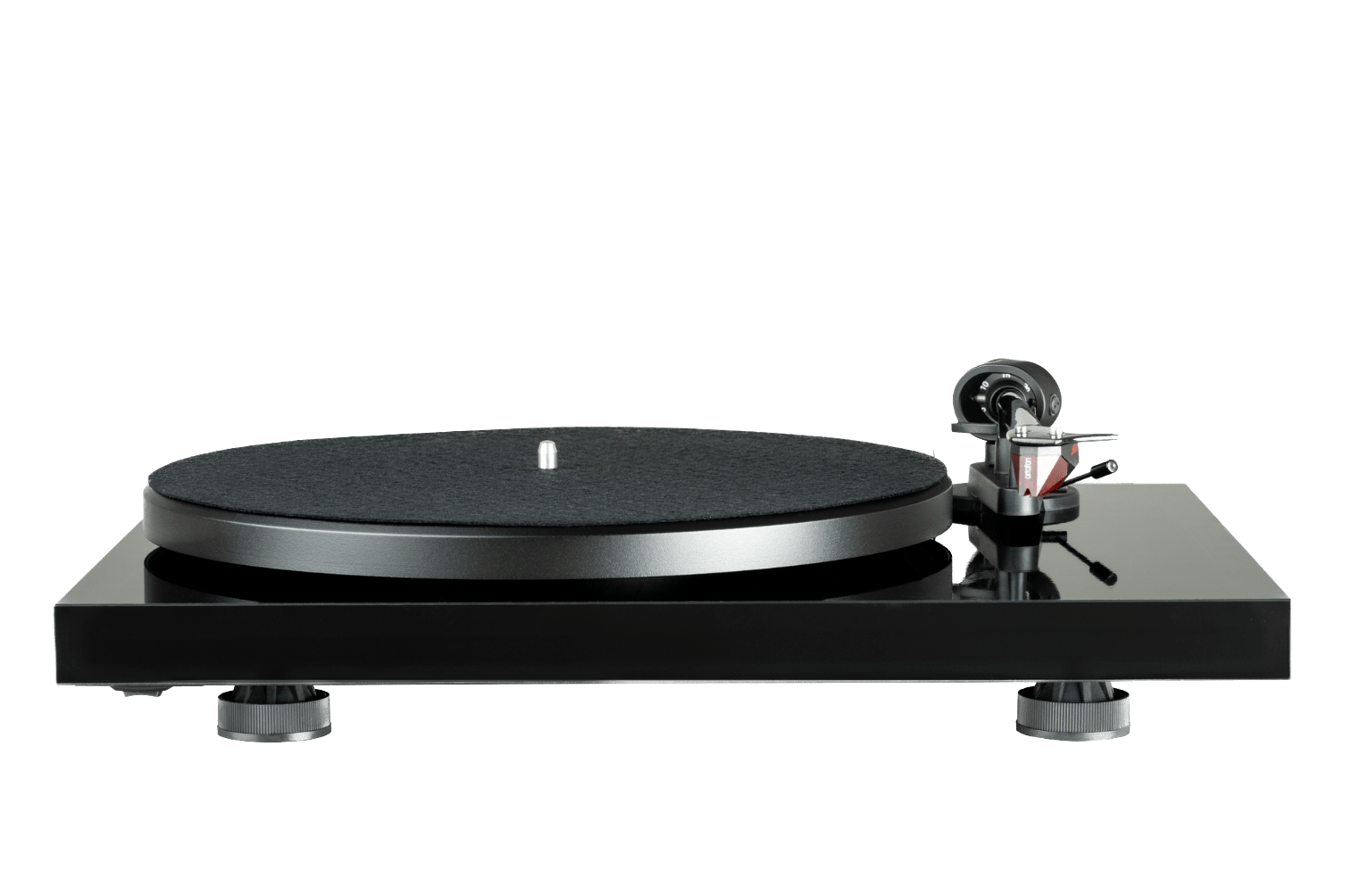 ProJect Debut E Carbon Turntable with Ortofon 2M Red cartridge in black, front