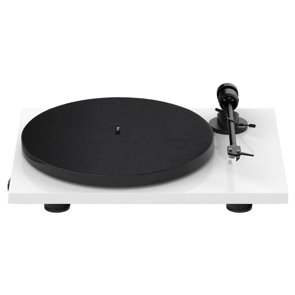 ProJect E1 Phono Turntable in White With Audio Technica AT2600L Cartridge, front