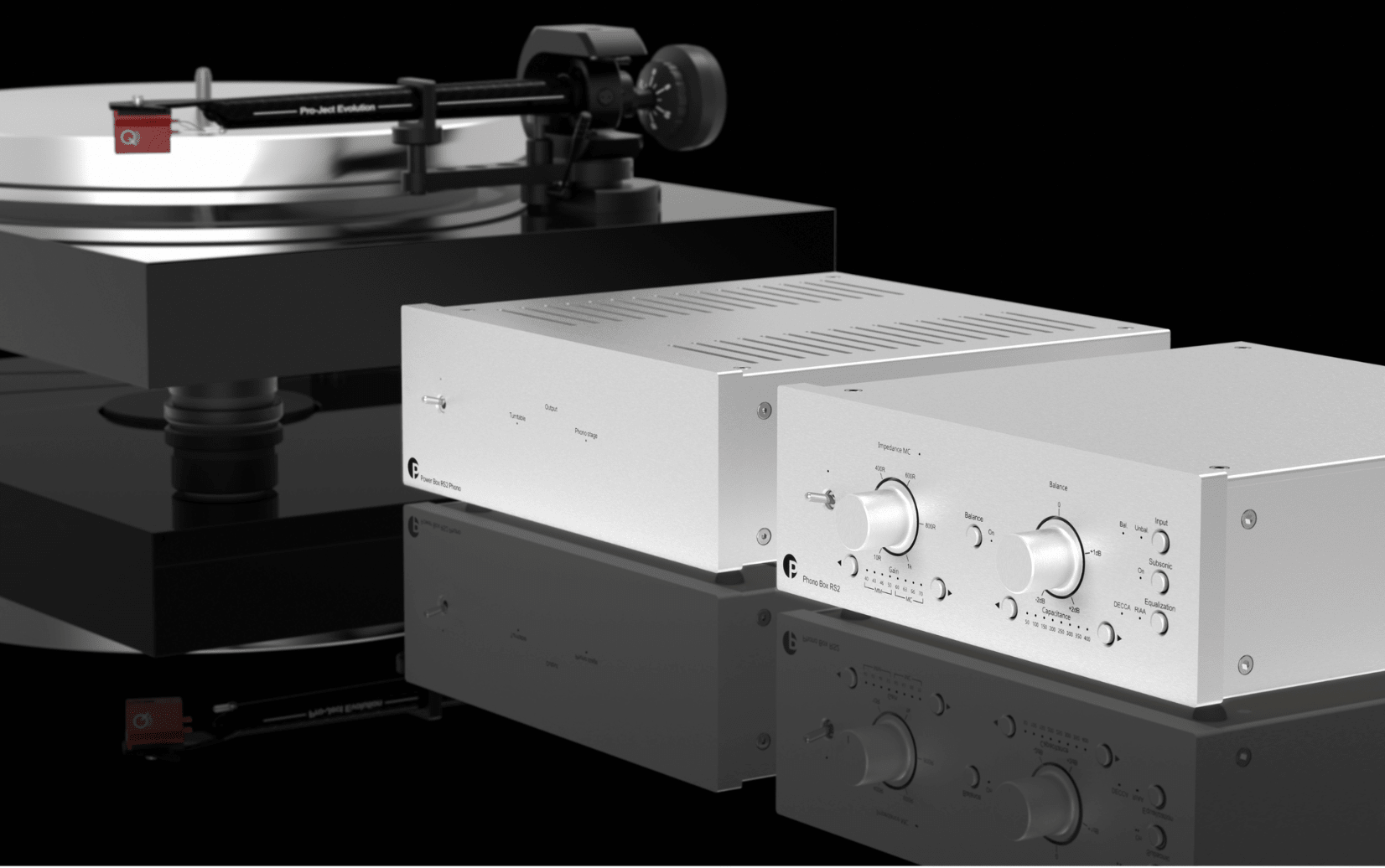 ProJect Power Box RS2 Phono Power Supply in Silver.  Setup image