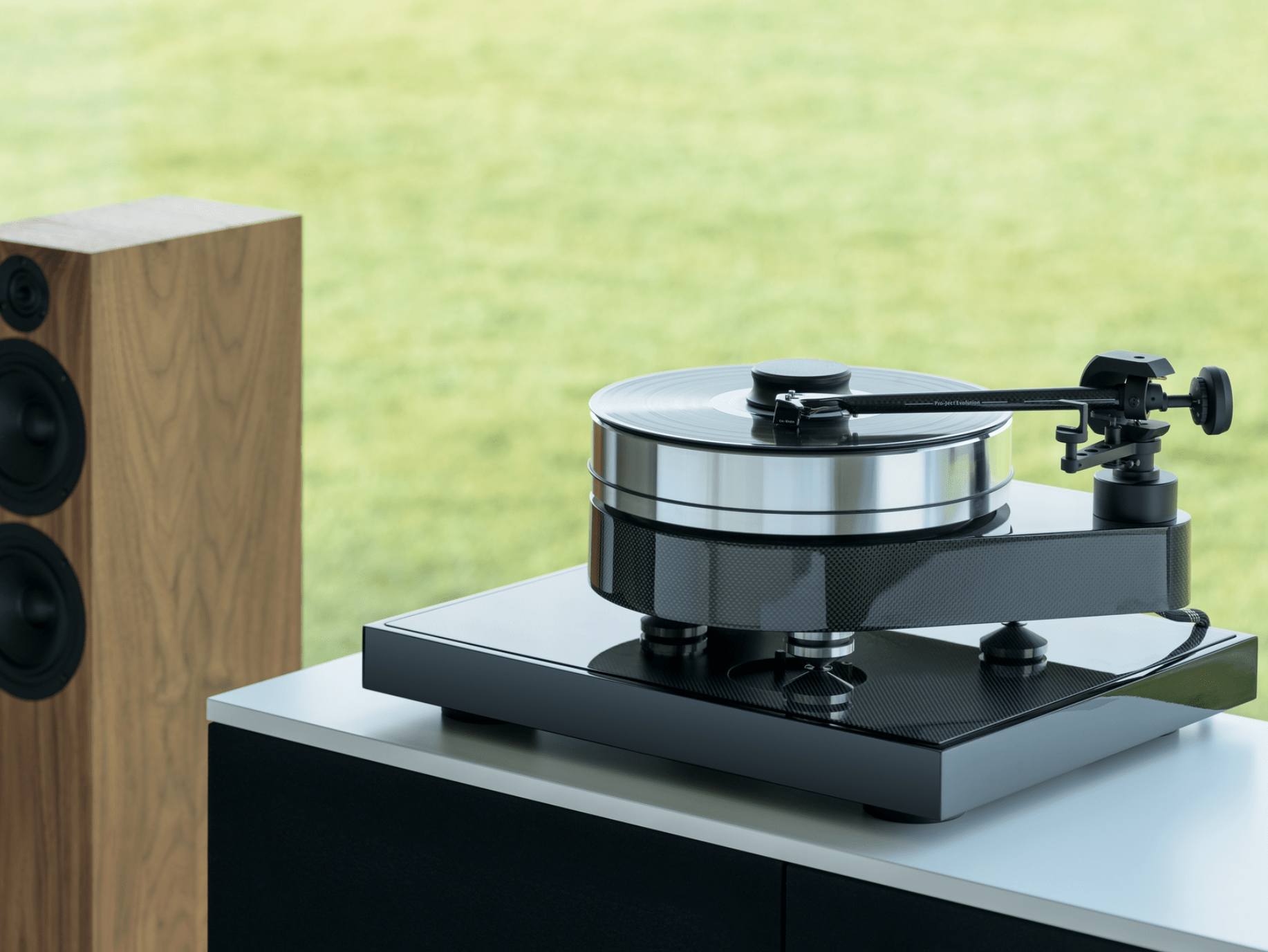 ProJect RPM 10 Carbon Turntable with Ground It Carbon Isolation Base. lifestyle image