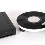 Rega Naia Reference Turntable with Optional Aphelion 2 MC Cartridge; image shows turntable and power supply