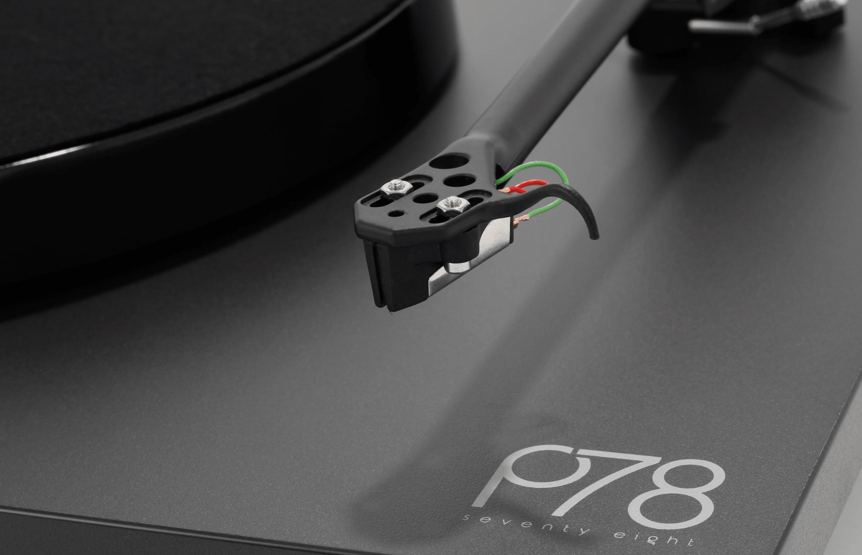 Rega Planar 78 Turntable, image shows tonearm with Rega RB78 Bias cartridge