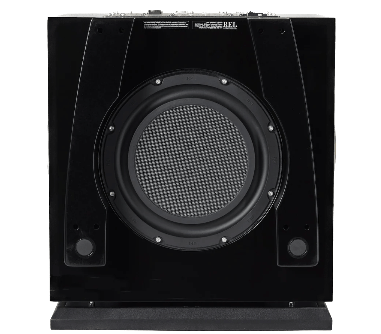 REL S/850 Subwoofer in black, underneath