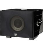 REL S/850 Subwoofer in black, with grille