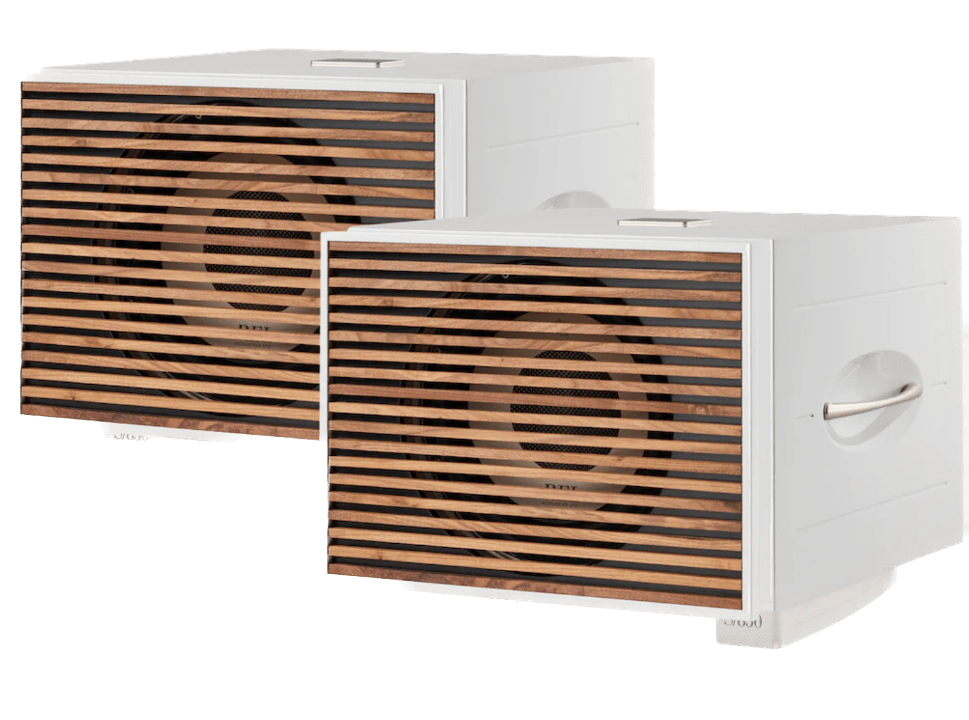REL S/850 Subwoofer in white, pair with wooden grille