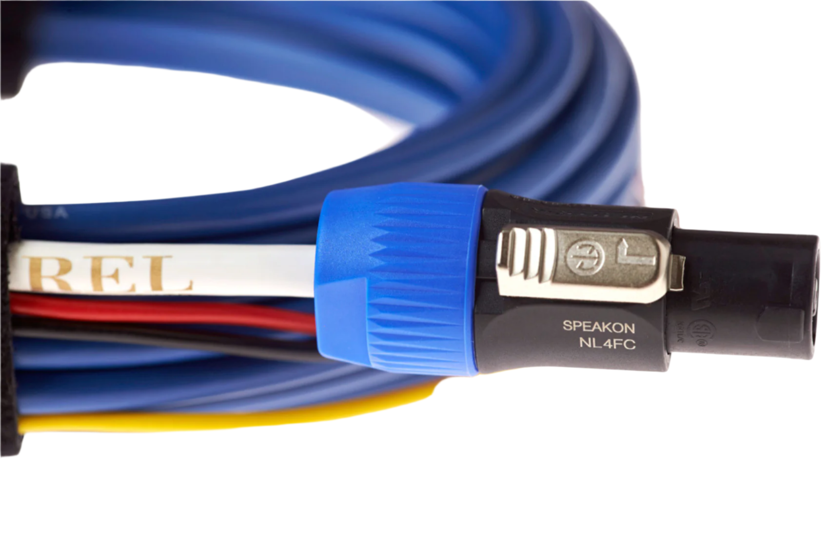 REL BassLine Blue Cable, closeup