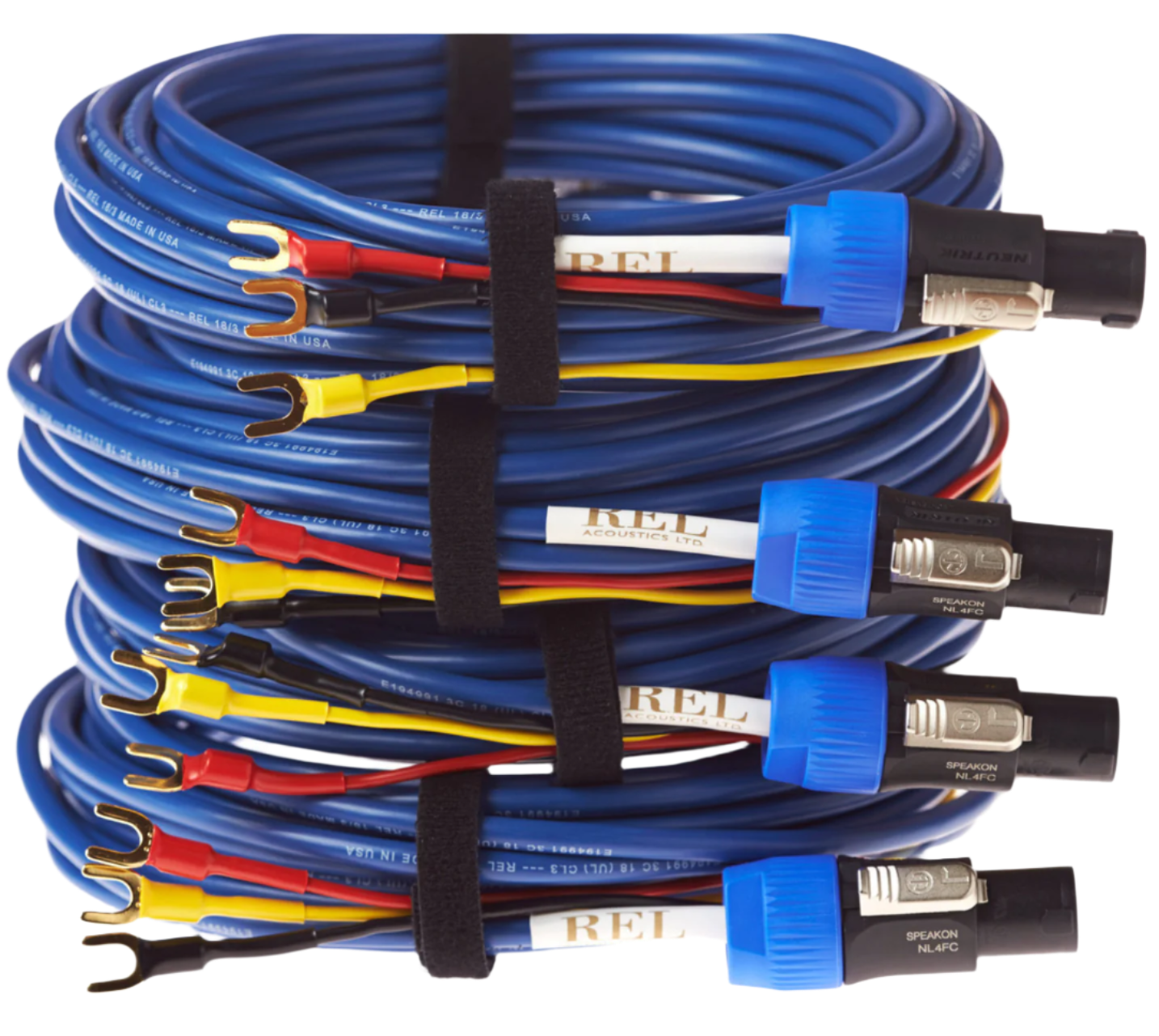 REL BassLine Blue Cables