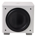 The REL Acoustics HT1205 MKII subwoofer in White. Front, not grille