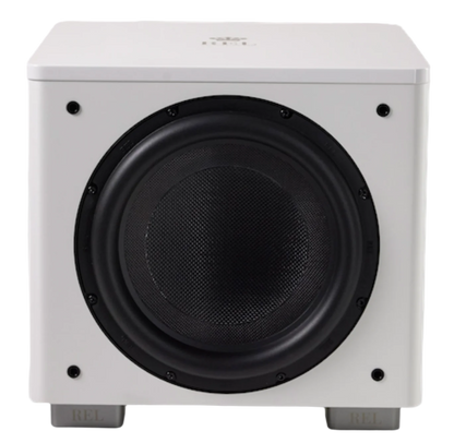 The REL Acoustics HT1205 MKII subwoofer in White. Front, not grille