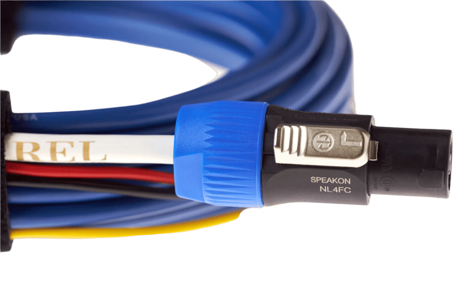 REL BassLine Blue Cable, closeup