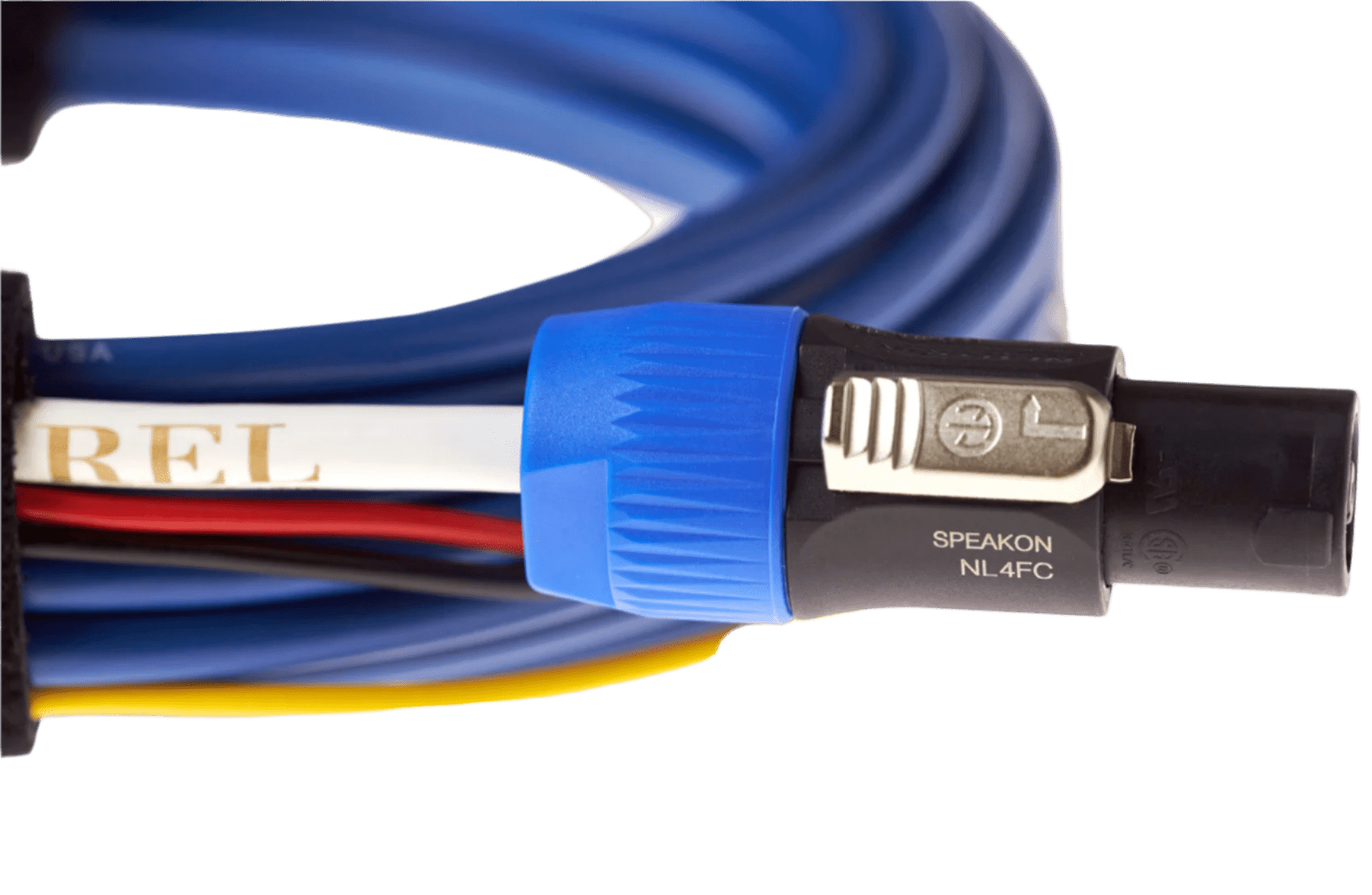 REL BassLine Blue Cable, closeup