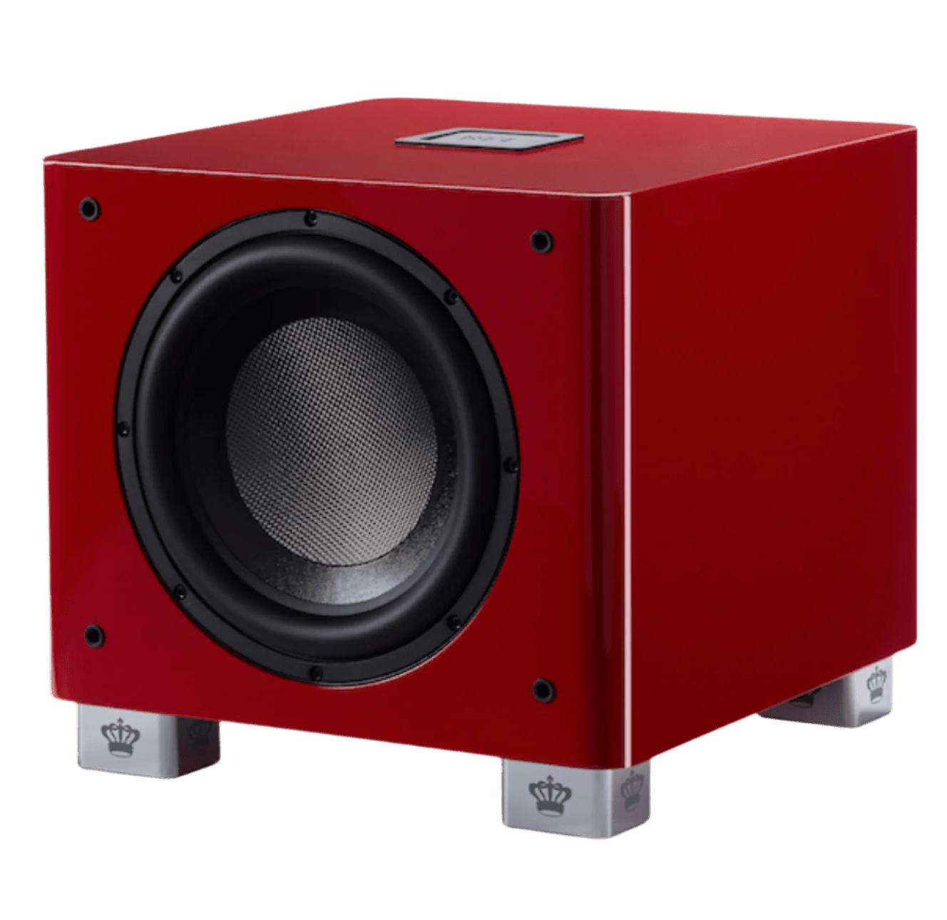 REL T/9x Subwoofer Limited Edition Italian Racing Red, angled