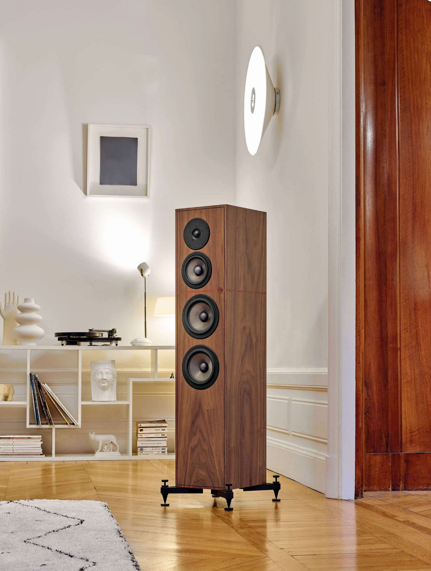Revival Audio ATALANTE 4 Floorstanding Speakers (Pair) in Walnut,  single speaker shown in room placement