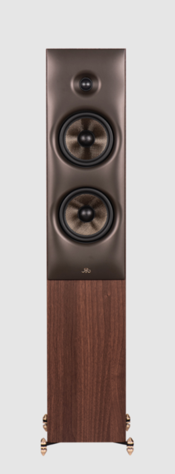 Revival Audio SPRINT 4 Floorstanding Speakers, in Walnut. Image shows individual speaker, front without grille.