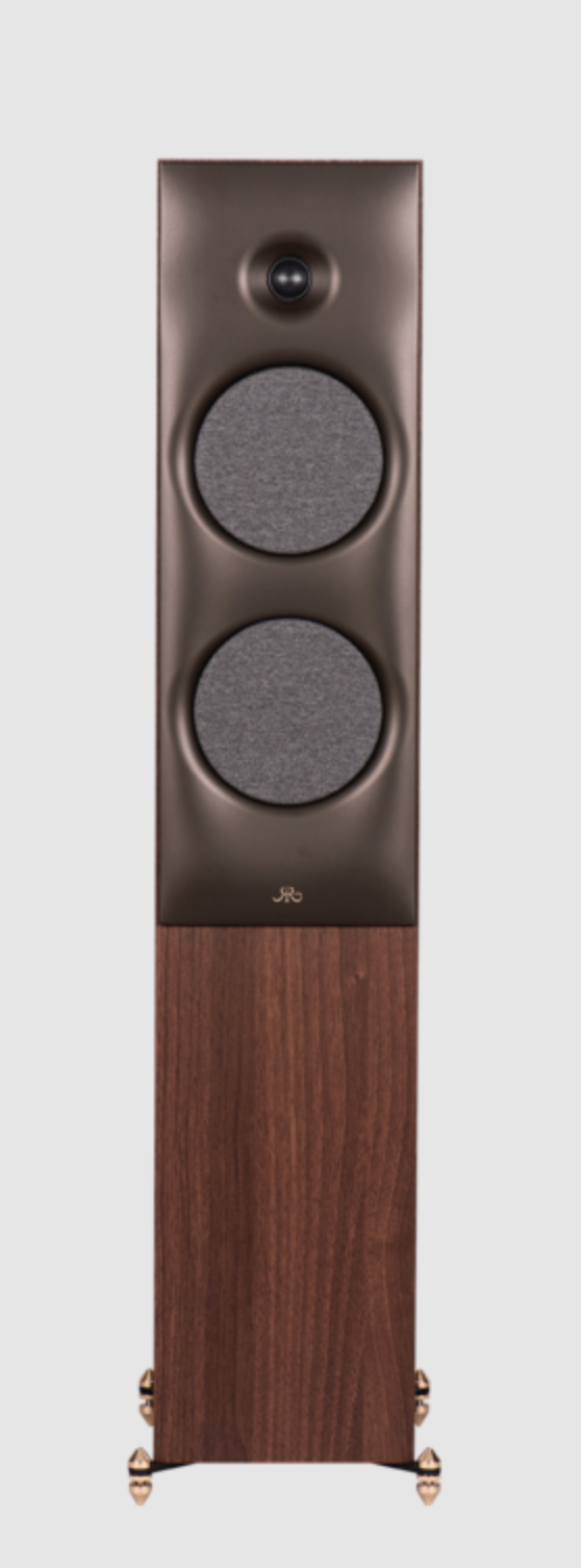 Revival Audio SPRINT 4 Floorstanding Speakers, in Walnut. Image shows individual speaker, front with grille.