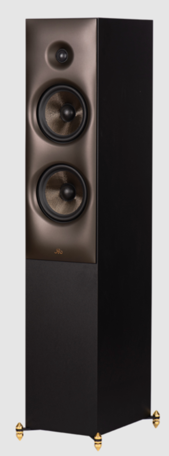 Revival Audio SPRINT 4 Floorstanding Speakers, in Matt Black. Image shows individual speaker, angled without grille.