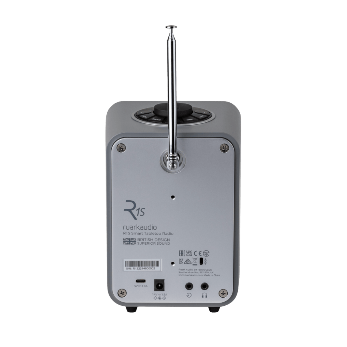 Ruark Audio R1S Smart Radio, in mid grey, back