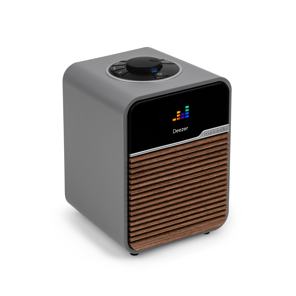 Ruark Audio R1S Smart Radio in soft Grey Angled image