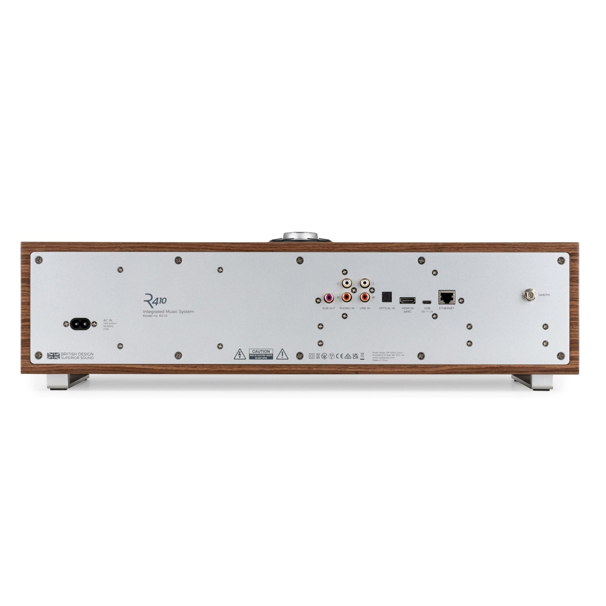 Ruark Audio R410 Integrated Music System. Walnut.  Back Image