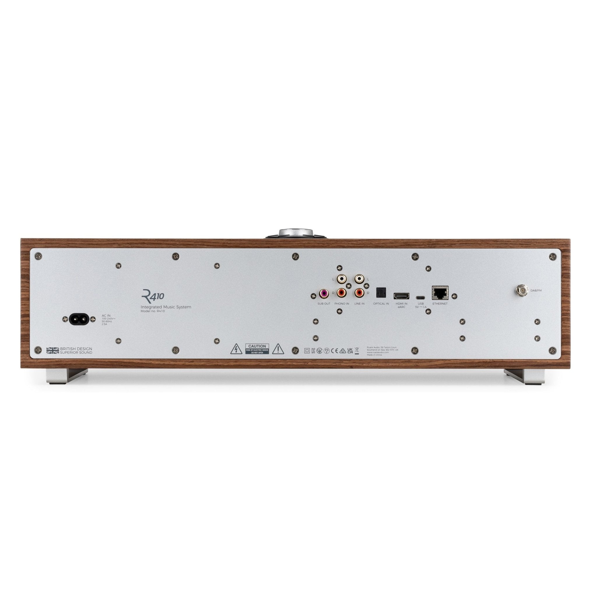 Ruark Audio R410 Integrated Music System. Walnut.  Back Image