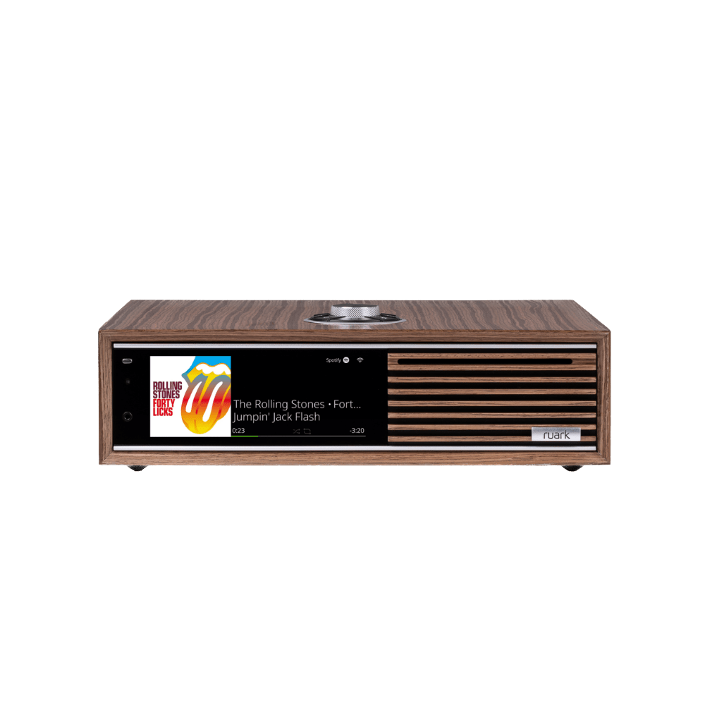 Ruark Audio R710 Music Console in Walnut, front and top