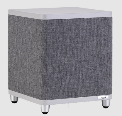Ruark Audio RS1 Subwoofer in soft grey, angled
