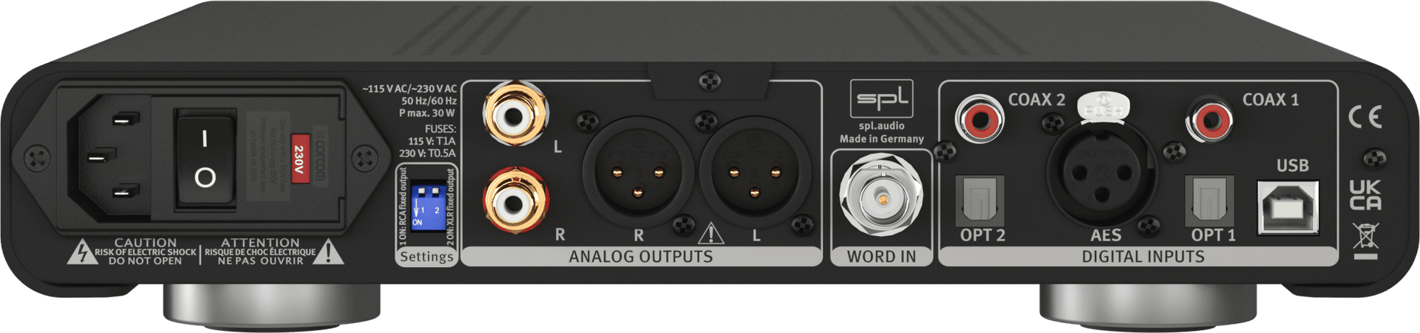 SPL Audio Diamond DAC and Preamplifier back of unit