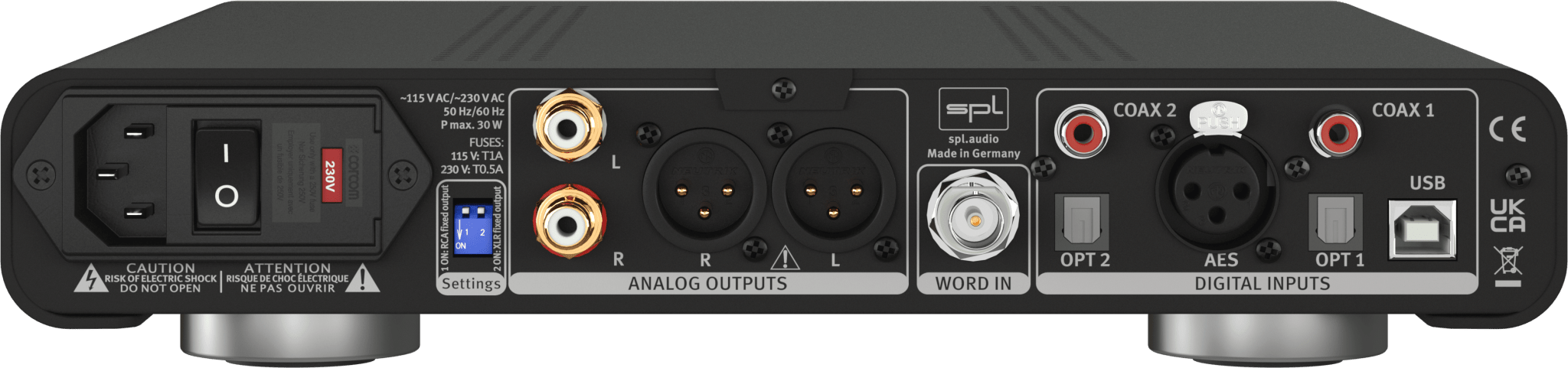 SPL Audio Diamond DAC and Preamplifier back of unit
