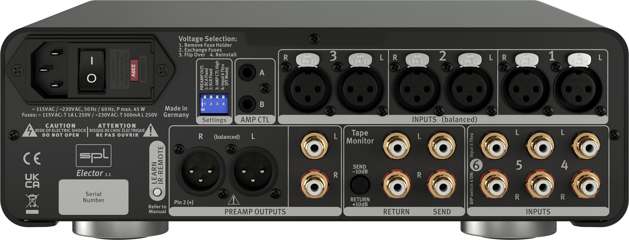 SPL Audio Elector Analog Preamplifier , image of back of unit