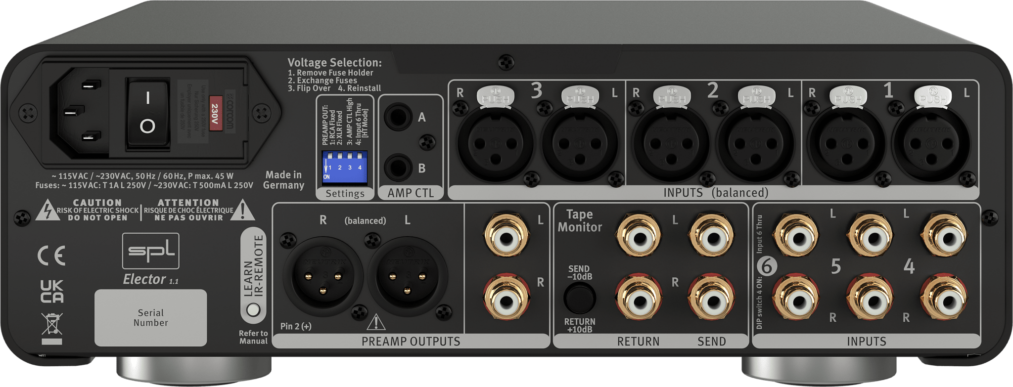 SPL Audio Elector Analog Preamplifier , image of back of unit