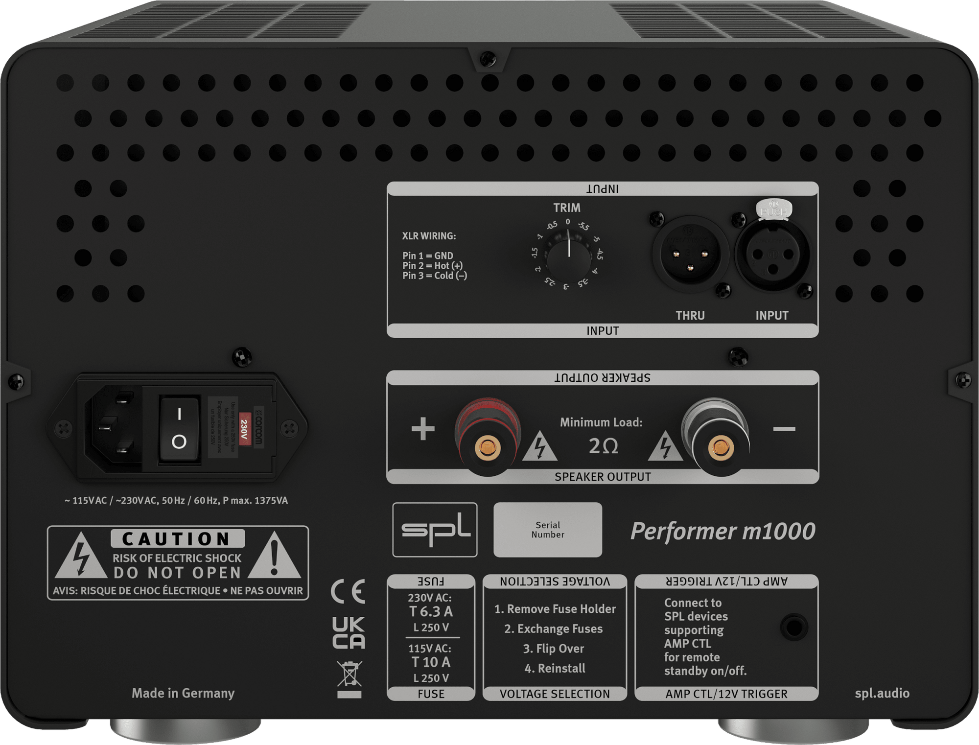 SPL Audio Performer m1000 Mono Power Amplifier. back
