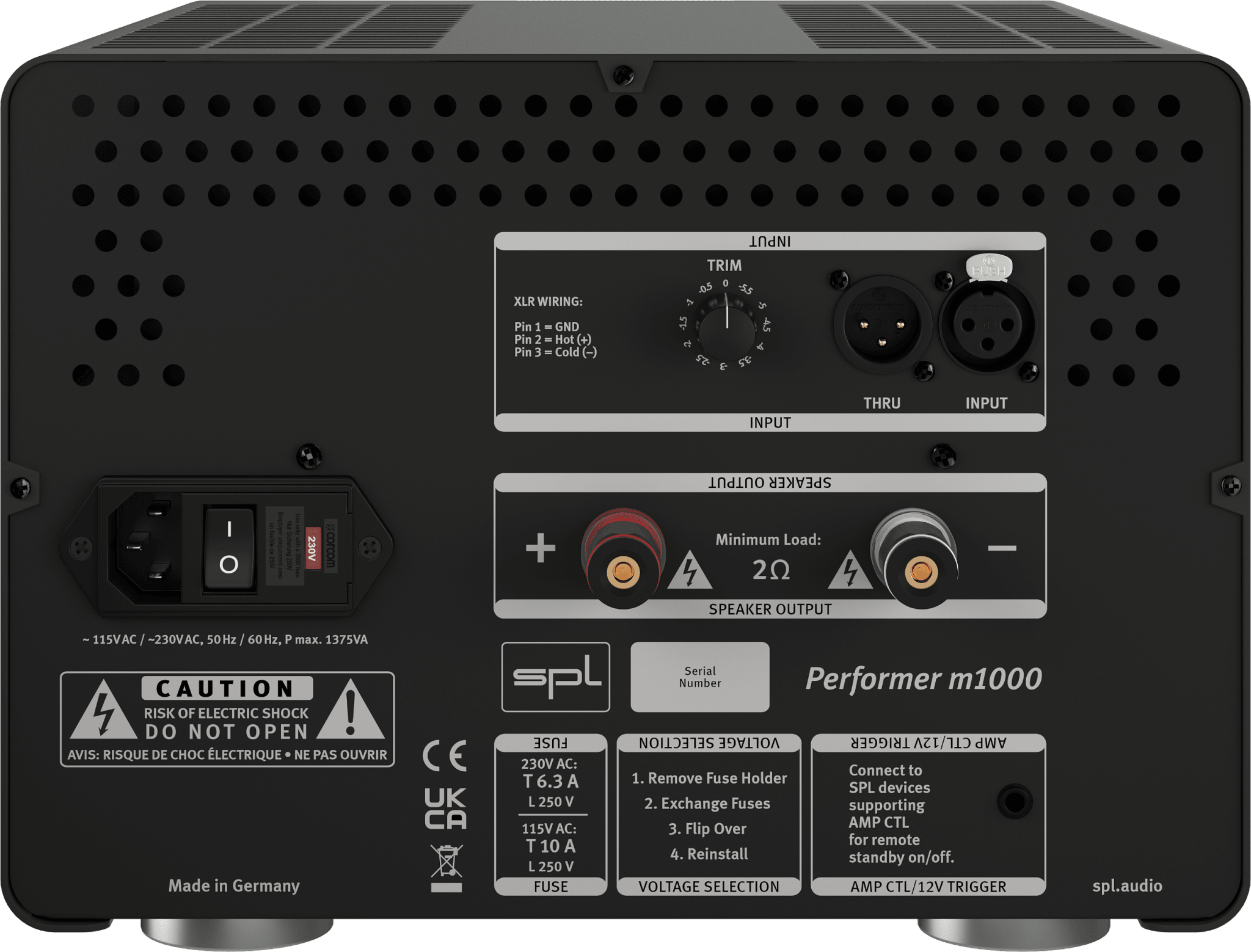 SPL Audio Performer m1000 Mono Power Amplifier. back