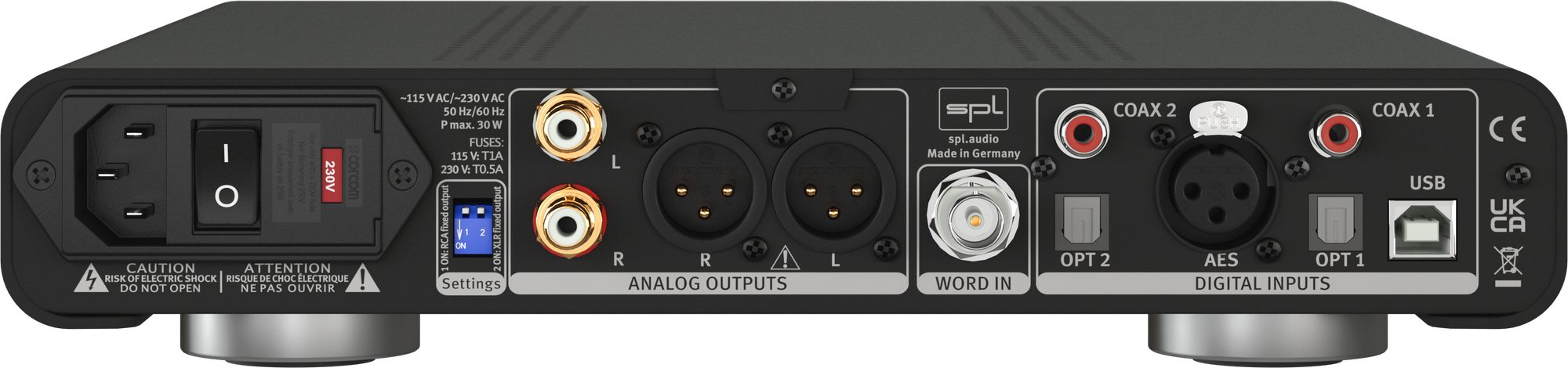 SPL Audio Diamond DAC and Preamplifier back of unit