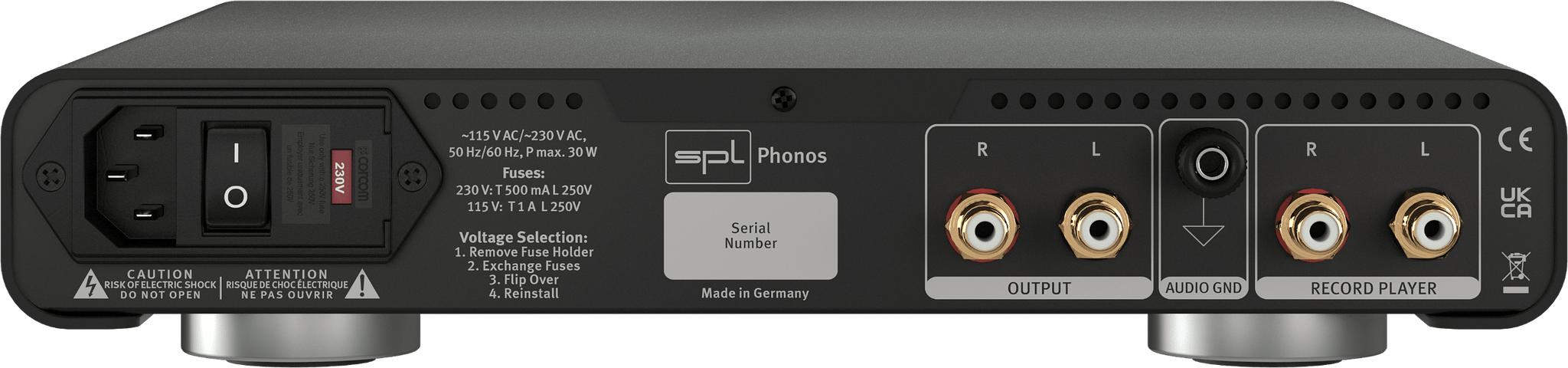 SPL Audio Phonos Phono Preamplifier image shows rear of unit