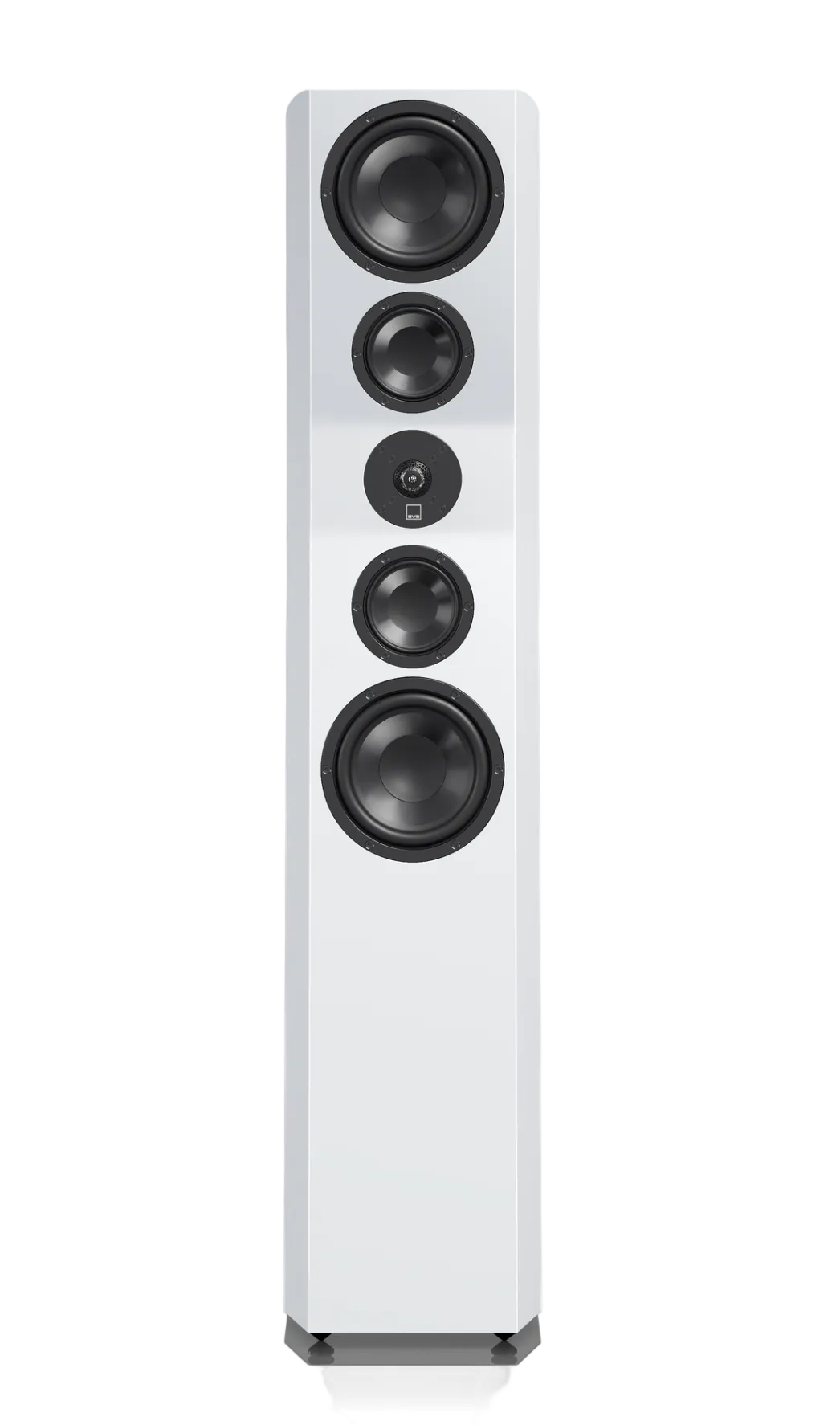 SVS Ultra Evolution Titan Floorstanding Speaker in Piano Gloss White, individual without grille